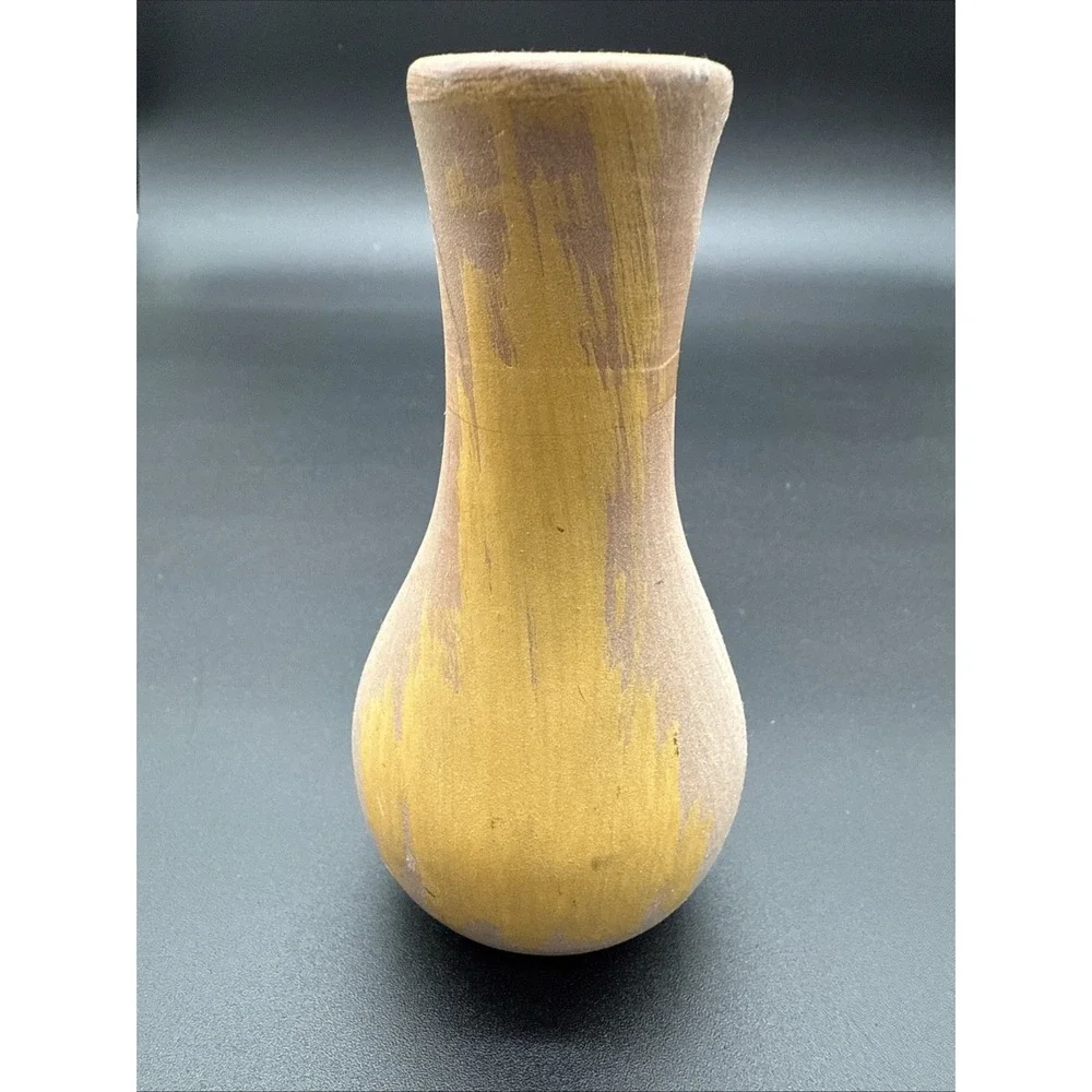 Mini‎ Mexican Style Cactus Carved Pottery Vase Hand Painted 4.5 In Signed AZ.